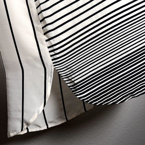 Madewell Broadway & Broome Sz 8 Sleeveless Dress 100% Silk Black, White Stripes - Picture 16 of 16